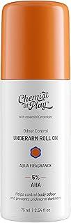 Chemist at Play UnderArm Roll-On with 5% AHA, Lactic Acid & 1% Mandelic Acid | Prevents Body Odour, Brightens Skin & Exfoliates Underarm | For Sensitive Skin | Aqua Fragrance | Alcohol Free - 75ml