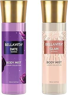 Bella Vita Luxury Date & Glam Body Spray Mist Liquid Perfume Combo with Long Lasting Refreshing Floral & Fruity Fragrance Scent of Pink Pepper for Women, 150 ML Each