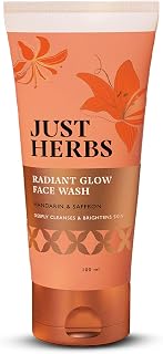 Just Herbs Radiant Glow Face Wash | Deeply Cleanses & Brightens Skin | Instant Glow from First Wash | Mandarin, Saffron, V