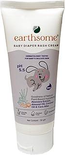 Earthsome Baby Diaper Rash Cream (50g) | Soothes Rashes | Reduces Redness & Irritation | pH 5.5 | Dermatologist Tested | With Aloe Vera Extract | Almond Oil | Coconut Oil & Cera Alba