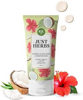 Just Herbs Strong & Nourish Conditioner | Coconut, Hibiscus, Castor & 13 Herbs | 10X Stronger Hair | Controls Frizz