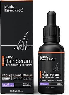 Worthy Essentials Co. 84-Days Intense Hair Growth Serum with dH5+ formula | Redensyl, Aminexil, Procapil, Saw Palmetto, Fenugreek & Keratin For Hair Growth & Fall Control | For Men & Women | 50ml
