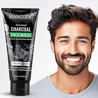 Mancode Activated Charcoal Face Wash for Men | Deep Cleansing, Oil Control, Anti-Pollution, and Instant Fairness | Detoxifies and Purifies Skin |100ml