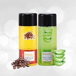 Kremlin Crystal Clear 100ml Coffee Beans and 100ml Aloe Vera Hair Gel Color (Dark Brown)