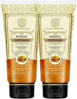 Khadi Natural Papaya Face Wash for Glowing & Healthy Skin | Herbal Face Wash | Face Wash for Reducing Dark Spots & Blemishes | SLS & Paraben Free | All Skin Types| Pack of 2| (100 * 2) (200 gm)