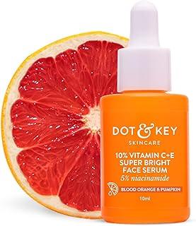 DOT & KEY 10% Vitamin C + E Serum with 5% Niacinamide | Vitamin C Serum for Glowing Skin, Fades Dark Spots & Hyperpigmentation | Infused with Blood Orange & Pumpkin | Targets Dull & Uneven Skin | For All Skin Types | 10ml