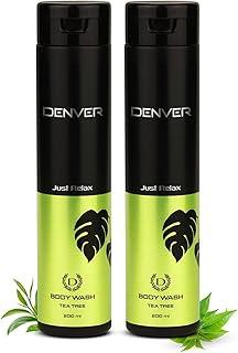 DENVER Just Relax Tea Tree Body Wash - 200ML Each (Pack of 2) | Enriched with Tea Tree Extracts - Best Body Wash Cleanser for Men