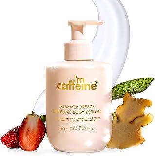 mCaffeine Summer Breeze Perfume Body Lotion| Niacinamide, Cocoa Butter & Shea Butter For Deep Moisturization | Lightweight, Non-Sticky | Aqua-Fresh Beachy Fragrance | Body Lotion For Dry Skin - 300ml
