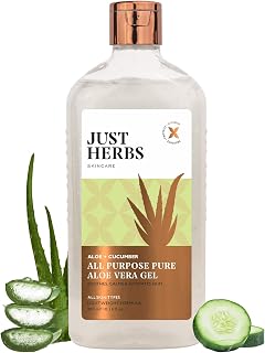 Just Herbs Multi Purpose Aloe + Cucumber, Pure Aloe Vera Gel for Skin and Hair 300 ml