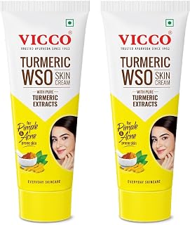 Vicco Turmeric WSO Cream | Ayurvedic skin repair cream | Daily skincare for glowing skin | Fights Pimple & Acne | 60GMS