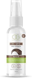 OG BEAUTY Natural ReGro Hair Growth Serum | Nourishing Blend of 4 Oils for Soft, Silky & Healthy Hair | Lightweight, Non-Greasy Formula, Heat & Humidity Protection | Paraben-Free - 50ml