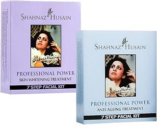Shahnaz Husain Professional 7 Step Facial Kit For Power (Anti-Ageing + Skin Whitening) Treatment |( 96g + 30ml Skin Toner)