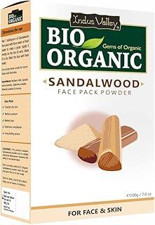 Indus Valley Bio Organic Sandalwood Face Pack Powder Lightens Suntan, Dark Spots & Pigmentation Prevents Acne Breakouts Enriched with Chandan Powder for Glowing Skin & Tan Removal (200g)