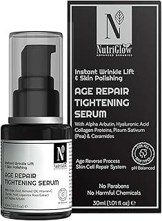 Nutriglow Advanced Organics Age Repair Tightening Serum for Wrinkle reduction with Hyaluronic Acid - For Men and Women, 30ml