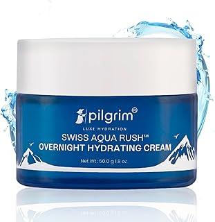 Pilgrim Swiss Aqua Rush™ Overnight Hydrating Face Cream| Crafted with powerful hydrators- Swiss Aqua Rush™, Aquaxyl™ & Ceramides | Overnight Intense Hydration | Fortifies skin barrier | 50g
