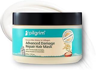 Pilgrim Korean Rice Water & Collagen Advanced Damage Repair Mask – 200Gm | Deep Repair for Dry, Frizzy & Damaged Hair | With 17 Amino Acids, Wheat Protein & Ceramides | Paraben-Free | For Women & Men