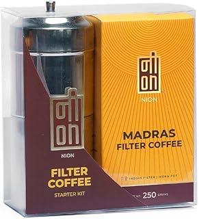 Nion Filter Coffee Starter Kit | Set of 1 x 250g Madras Filter Ground Coffee + Madras Filter Coffee Maker (300ml) | Combo Pack