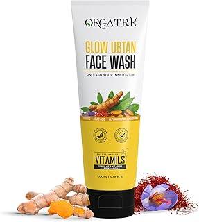 Orgatre Glow Ubtan Face Wash with Turmeric, Kojic Acid & Niacinamide for Brightening, Tan Removal & Even Skin Tone - 100ml | Dermatologically Tested | Suitable for Men & Women
