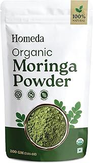Homeda Organic Moringa Powder Superfood (200g) Moringa Leaves Powder for Weight Loss, Eating & Immunity, Height, Kids - Drumstick Juice, Murungai Keerai, Pure Fresh Munagaku Leaf Organic
