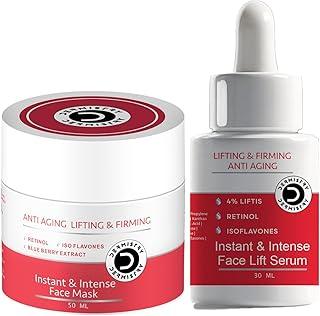 Dermistry Instant Skin Lifting Firming Tightening Retinol Collagen Boost Day Night Anti Aging Face Pack Mask & 4% Liftis Serum For Ageing Wrinkles Fine Lines Repair for Men Women Dry Oily Skin 80ml