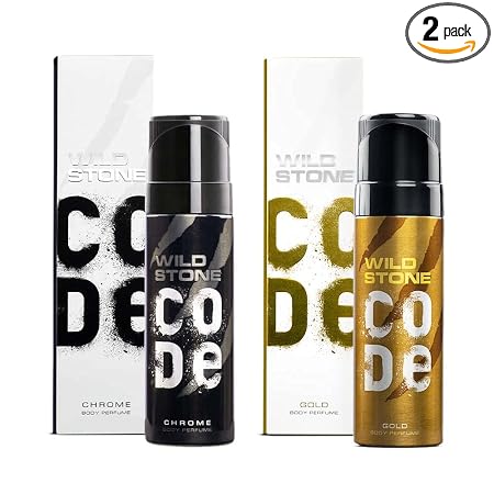 Wild Stone CODE Gold and Chrome Body Perfume for Men, Pack of 2 (150ml each)