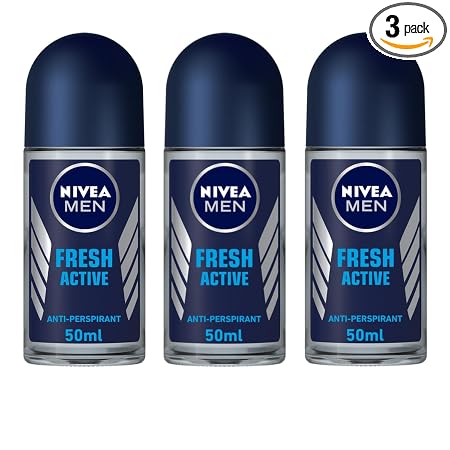 Nivea Fresh Active Deodorant Roll On for Men, 50ml, (Pack of 3)