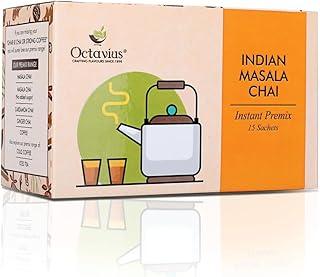 Octavius | Indian Masala Premix Tea - 15 Pouches | Readymade Tea Mix | Ready Tea | Premix Tea Powder | Instant Tea | Tea Premix | 1 Minute Tea - (15Gm X 15 Sachets)