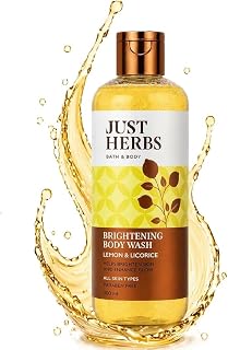 Just Herbs Vitamin C Brightening Body Wash with Lime and Liquorice for Men & Women | Hydrates Skin, Reduces Hyperpigmentat