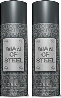 MAN OF STEEL Drill Deodorant Body Spray - 200ML Each (Pack of 2)