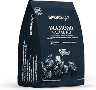 SPRING H2O Diamond Facial Kit 60g | 2-in-1 Brightening & Repair Formula | Enriched with Diamond Powder & Organic Avocado Oil | 6-Step Facial for Glowing Skin
