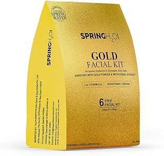 SPRING H2O Gold Facial Kit For Brightning & Repair 2 in 1 Formula Enriched With Gold Powder 60 Gram