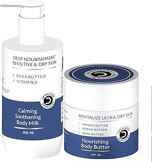 Dermistry Moisturizing Body Butter for Dry & Very Dry Sensitive Skin & Glowing Deep Hydration Moisturizer Body Lotion Mango Shea Kokum Butter & Coffee Non Sticky Men Women All Skin & Seasons 300 ml