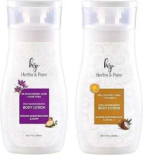 Herbs and Pure Kesar Oil and Shea Butter with Vitamin E and Coconut Milk Extract Skin Nourishing and Moisturising Body Lotion, Pack of 2, 200ml Each