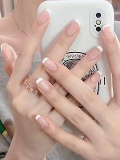 Lick - Press On Nails 24 Pcs Classic French Manicure Artificial Reusable Press on Nails Extension with Application Kit