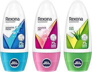 Rexona Shower Fresh Underarm Roll On Deodorant, 50ml & Deodorant Roll On Aloe Vera For Women, 50ml & Powder Dry Underarm Roll On Deodorant For Women, 25ml