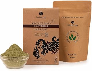 HM Herbal Me Dark Brown Natural Hair Color | CERTIFIED 100% Natural by Ecocert Greenlife (France) - 150 Gm