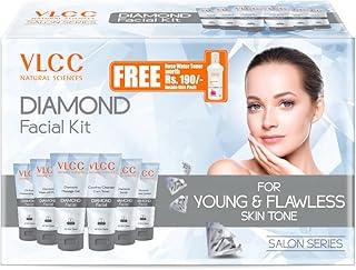 VLCC Diamond Facial Kit with FREE Rose Water Toner - 300g + 100ml | Skin Purifying Facial with Colloidal Diamond, Jojoba Oil, Olive Oil & Aloe Vera. Detoxifying At Home Facial.