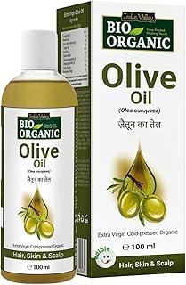 Indus Valley Bio Organic Pure Extra Virgin Edible Cooking Olive 100% Organic and Cold-pressed, Massage Oil for Baby Skin & Hair Care (100ml)