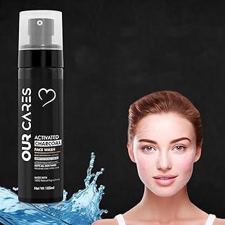 OURCARES Purifying Activated Charcoal Face Wash | 100% Natural Deep Cleanser, Detoxifies & Removes Pollutants, Dermatologically Tested, Suitable for All Skin Types (100ml)