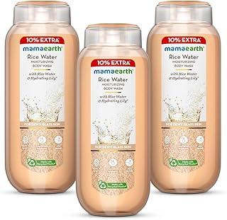 Mamaearth Rice Water Moisturizing Body Wash with Rice Water & Hydrating Lily Scent for Dewy Glass Skin - 275 ml | Intensely Moisturizes | Long Lasting Fragrance | Deeply Cleanses | Gentle | All Skin Types (Pack of 3)