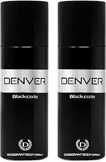 Denver Black Code Deodorant Aerosol For Men (150Ml Each) - Pack Of 2 | Long Lasting Deo For Men
