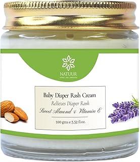 NATUUR - Baby Diaper Rash Cream - 100g | Gentle & Hypoallergenic | Natural Ingredients Sweet Almond & Vitamin E | Help in Diaper Rash & Skin Irritations | Unscented & Non-Greasy