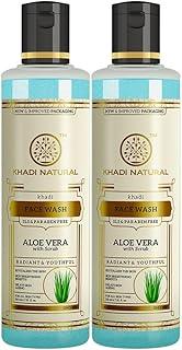 Khadi Natural Aloe Vera Face Wash with Scrub | Younger-Looking Skin | Face Scrub for Fighting Early Signs of Ageing | Paraben & SLS Free | Suitable for All Skin Types | Pack of 2 | (210 * 2) (420 ml)