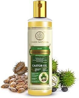 Khadi Natural Cold Pressed Castor Oil | Castor Oil for Healthy Hair | Cold Pressed Oil for Skin & Hair | Oil for Healthy Hair | Mineral Oil & Silicone-Free | Suitable for All Skin & Hair Types| 210 ml