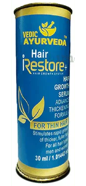 Vedic Ayurveda Restore+ Hair Growth Serum bottle of 30 ml serum