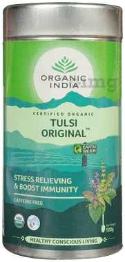 Organic India Tulsi Original Green Tea jar of 100 gm tea