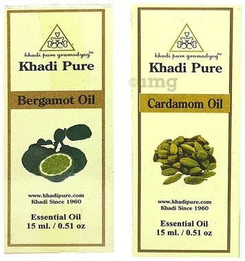 Khadi Pure Combo Pack of Bergamot Oil & Cardamom Oil (15ml Each) combo pack of 2 bottles