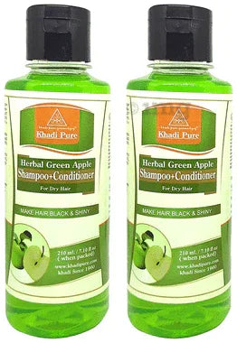 Khadi Pure Herbal Green Apple Shampoo + Conditioner (210ml Each) combo pack of 2 bottles