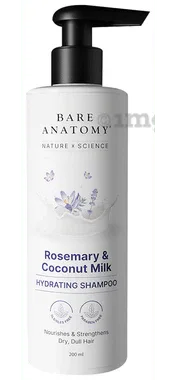 Bare Anatomy Rosemary & Coconut Milk Hydrating Shampoo | Strengthens & Nourishes pump bottle of 200 ml shampoo