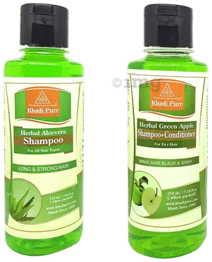 Khadi Pure Khadi Pure Herbal Aloevera Shampoo & Herbal Green Apple Shampoo + Conditioner (210ml Each) combo pack of 2 bottles